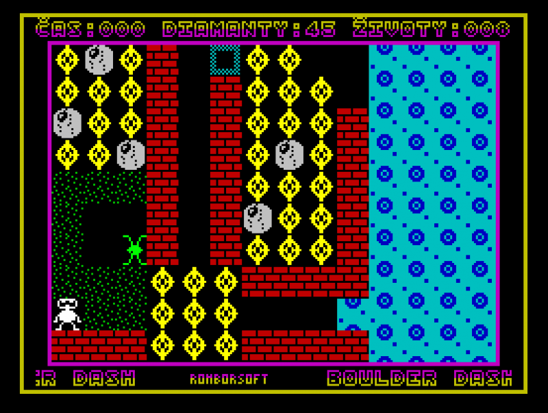 Figure 4. The PMD 85 version of Boulder Dash converted back to the ZX Spectrum.